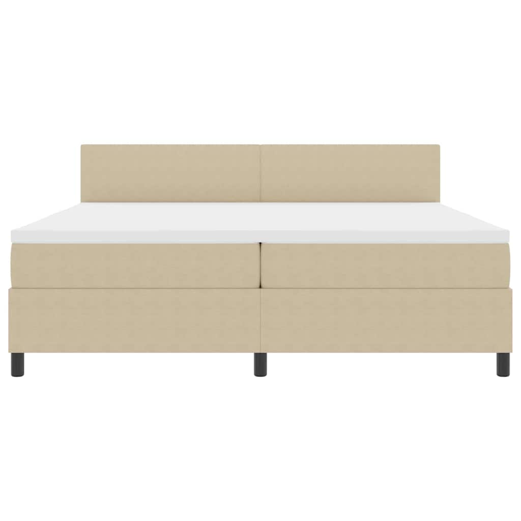 Box spring seng Lys Grå og Hvid 203 x 200 x 88 cm Corduroy stof