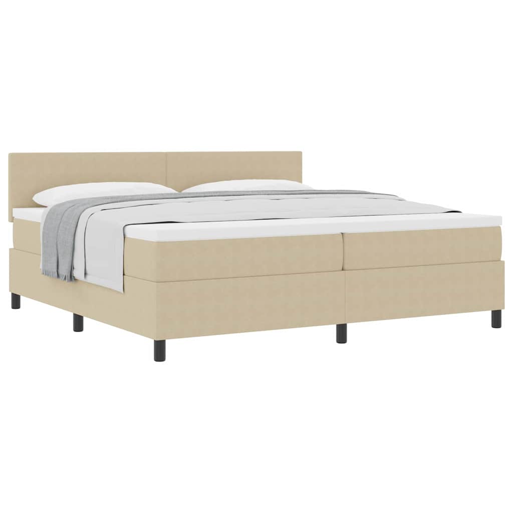 Box spring seng Lys Grå og Hvid 203 x 200 x 88 cm Corduroy stof
