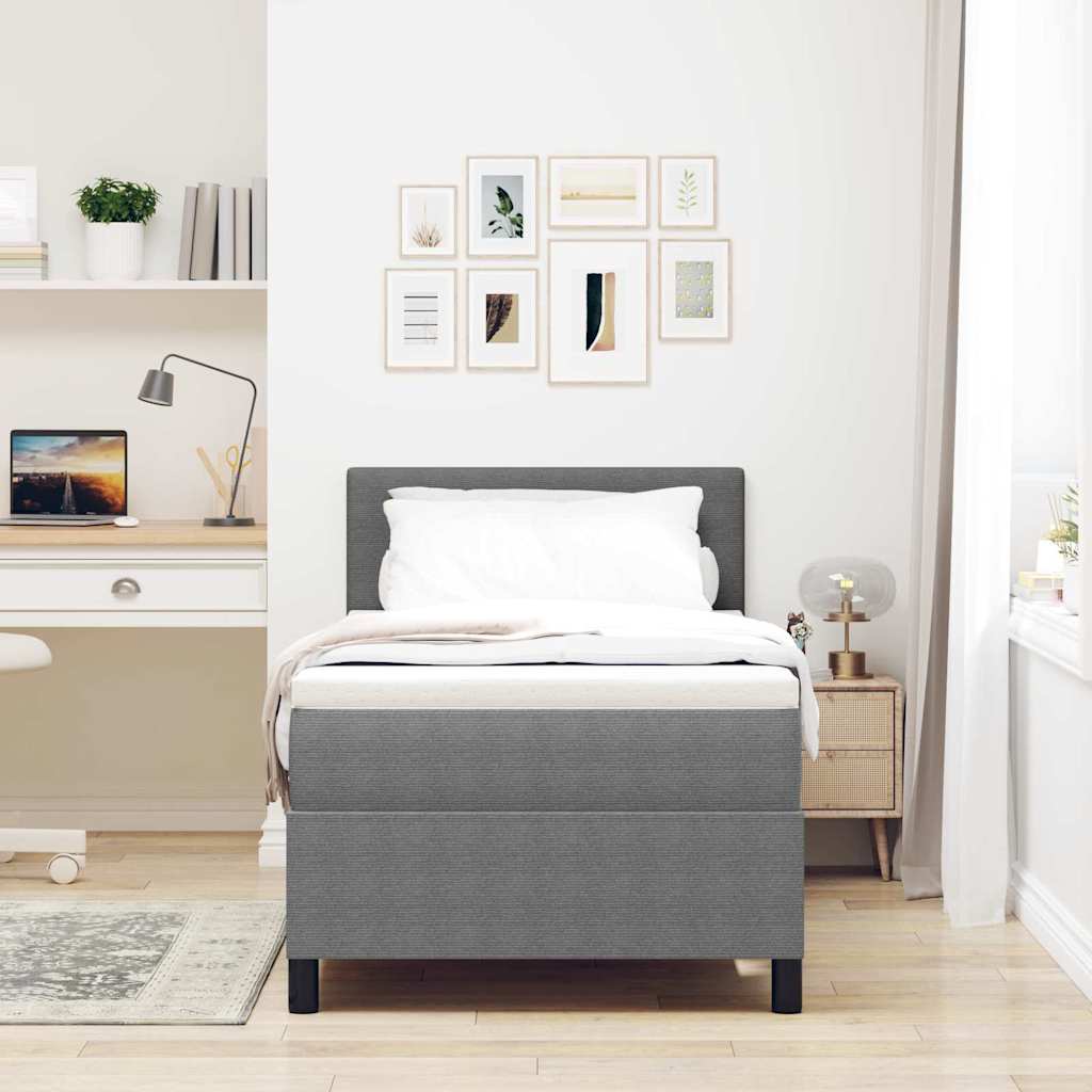 Box spring seng Lys Grå og Hvid 203 x 80 x 88 cm Corduroy stof