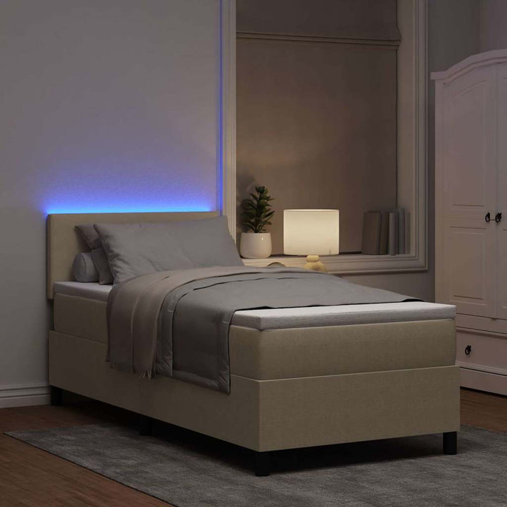 Box spring seng Lys Grå og Hvid 193 x 90 x 88 cm Corduroy stof