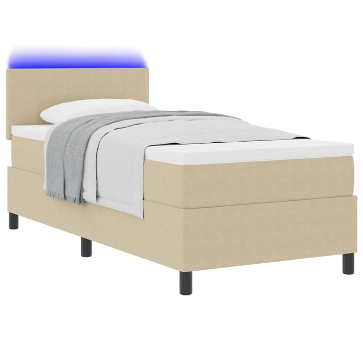 Box spring seng Lys Grå og Hvid 193 x 90 x 88 cm Corduroy stof