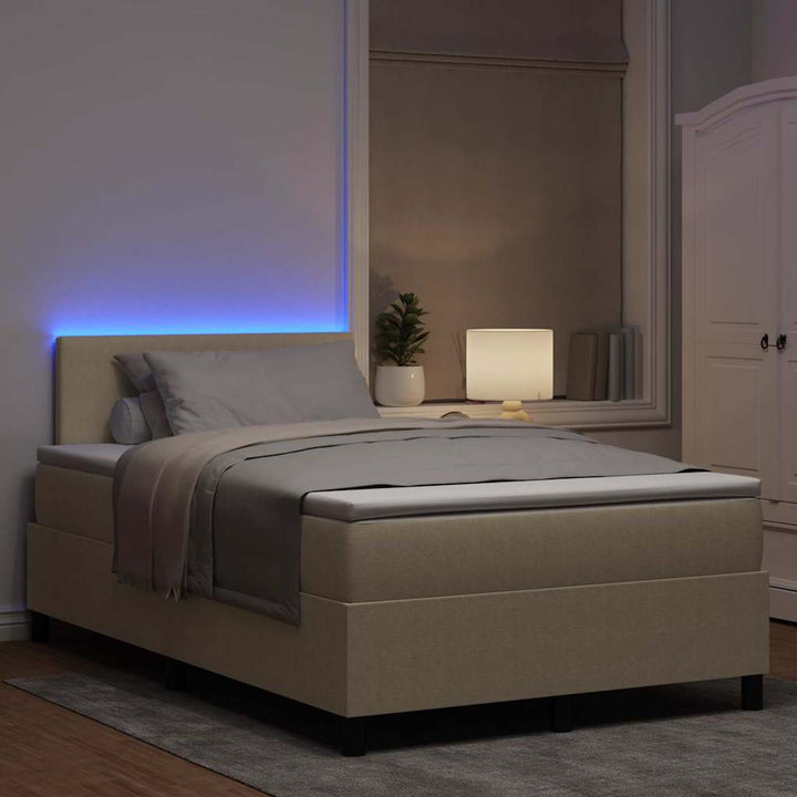 Box spring seng Lys Grå og Hvid 203 x 120 x 88 cm Corduroy stof