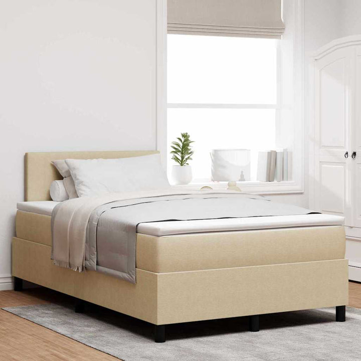 Box spring seng Lys Grå og Hvid 203 x 120 x 88 cm Corduroy stof