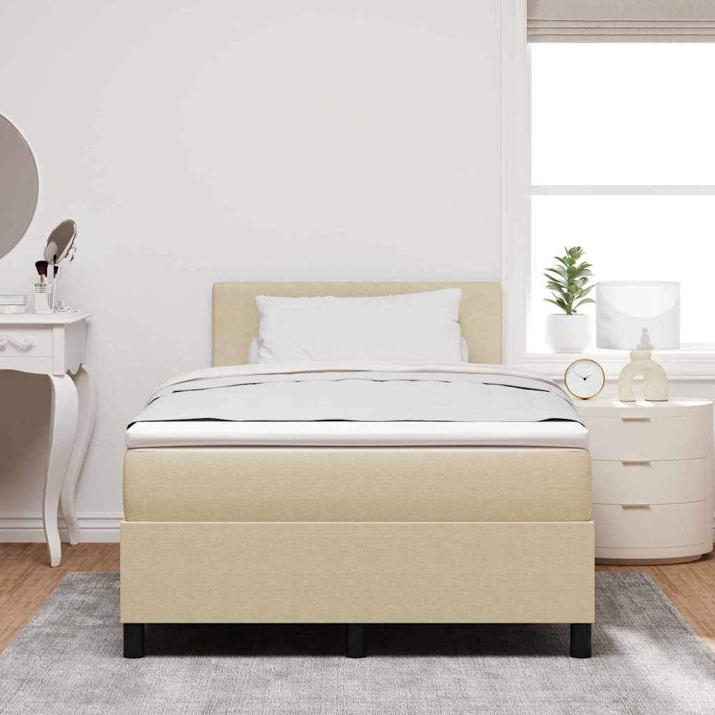 Box spring seng Lys Grå og Hvid 203 x 120 x 88 cm Corduroy stof