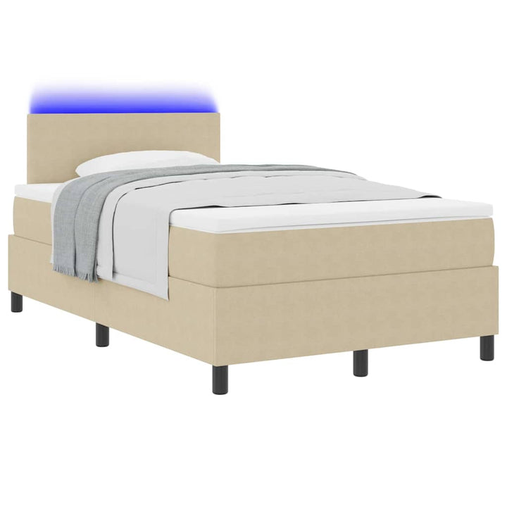 Box spring seng Lys Grå og Hvid 203 x 120 x 88 cm Corduroy stof