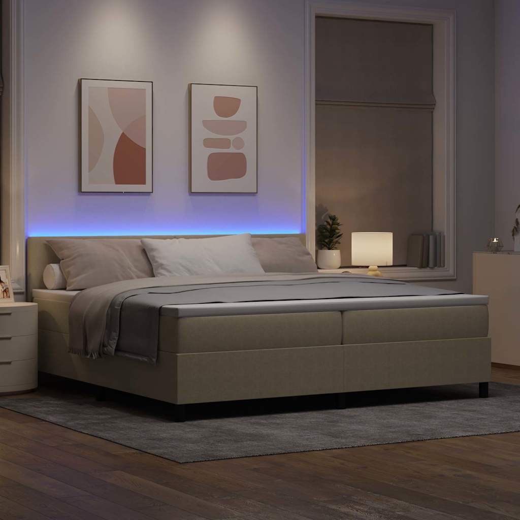 Box spring seng Lys Grå og Hvid 203 x 200 x 88 cm Corduroy stof