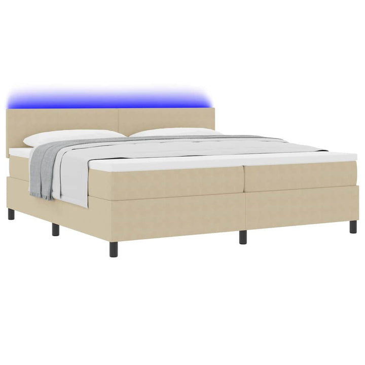 Box spring seng Lys Grå og Hvid 203 x 200 x 88 cm Corduroy stof