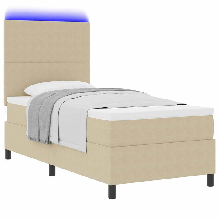Box spring seng Lys Grå og Hvid 203 x 100 x 128 cm