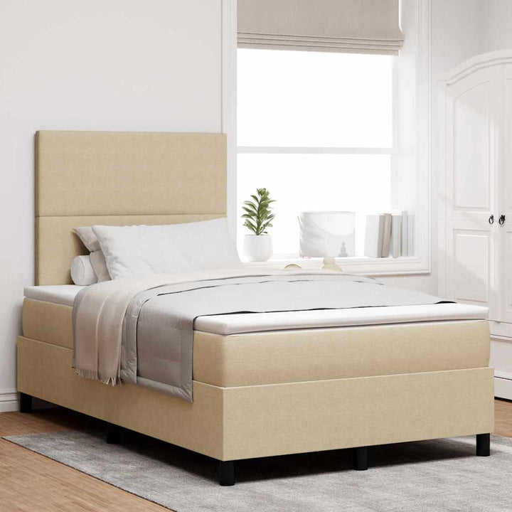 Box spring seng Lys Grå og Hvid 203 x 120 x 128 cm