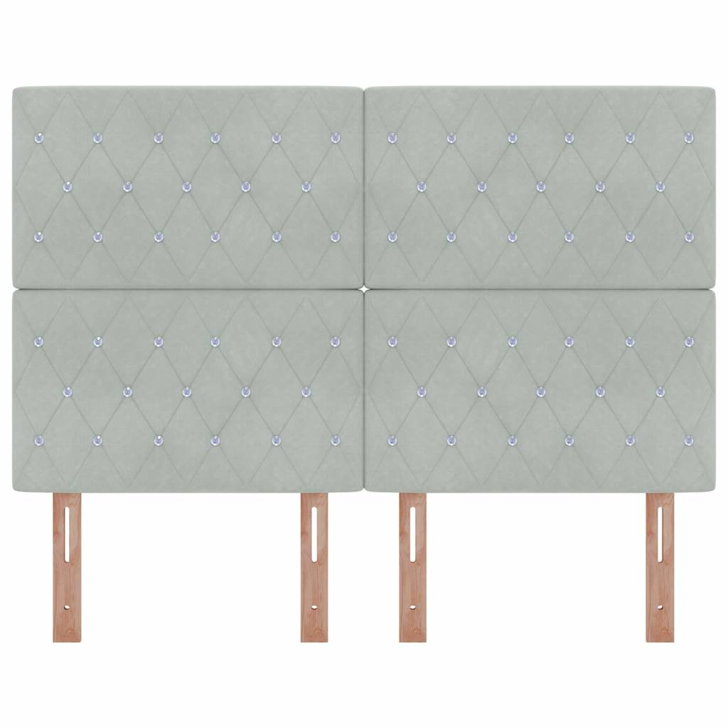 Fløjl Sengegavl Argyle med hovedgærde Lysegrå 140 cm Fløjl