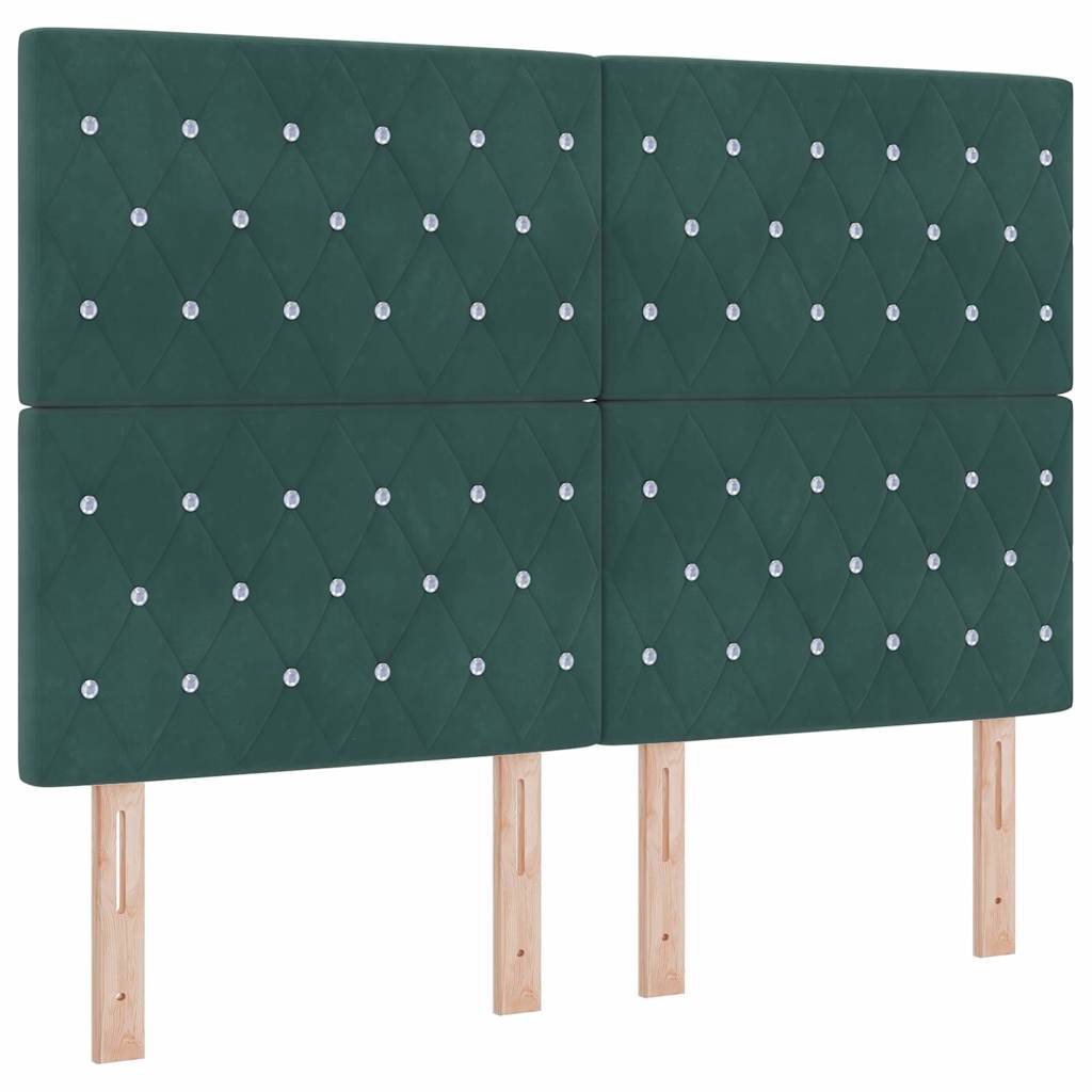 Fløjl Sengegavl Argyle med hovedgærde Mørkegrøn 140 cm Fløjl