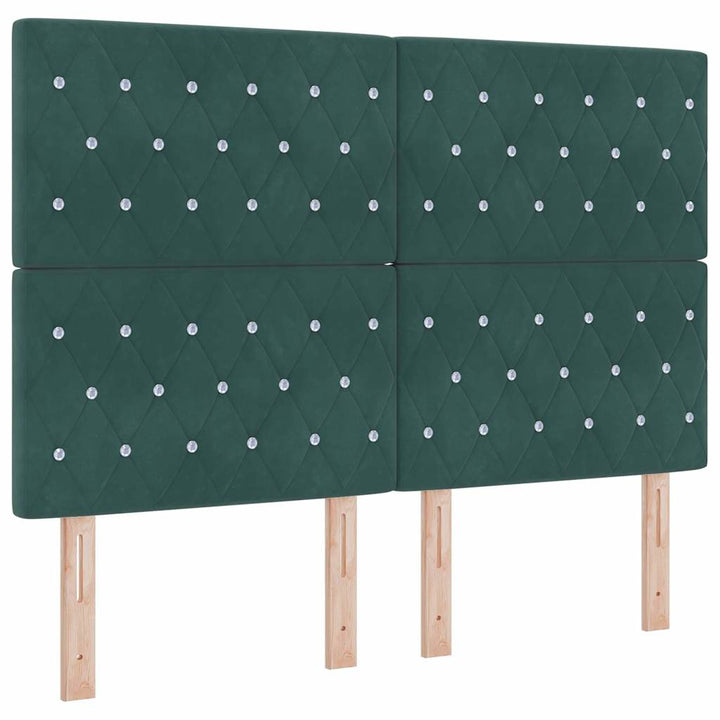 Fløjl Sengegavl Argyle med hovedgærde Mørkegrøn 140 cm Fløjl