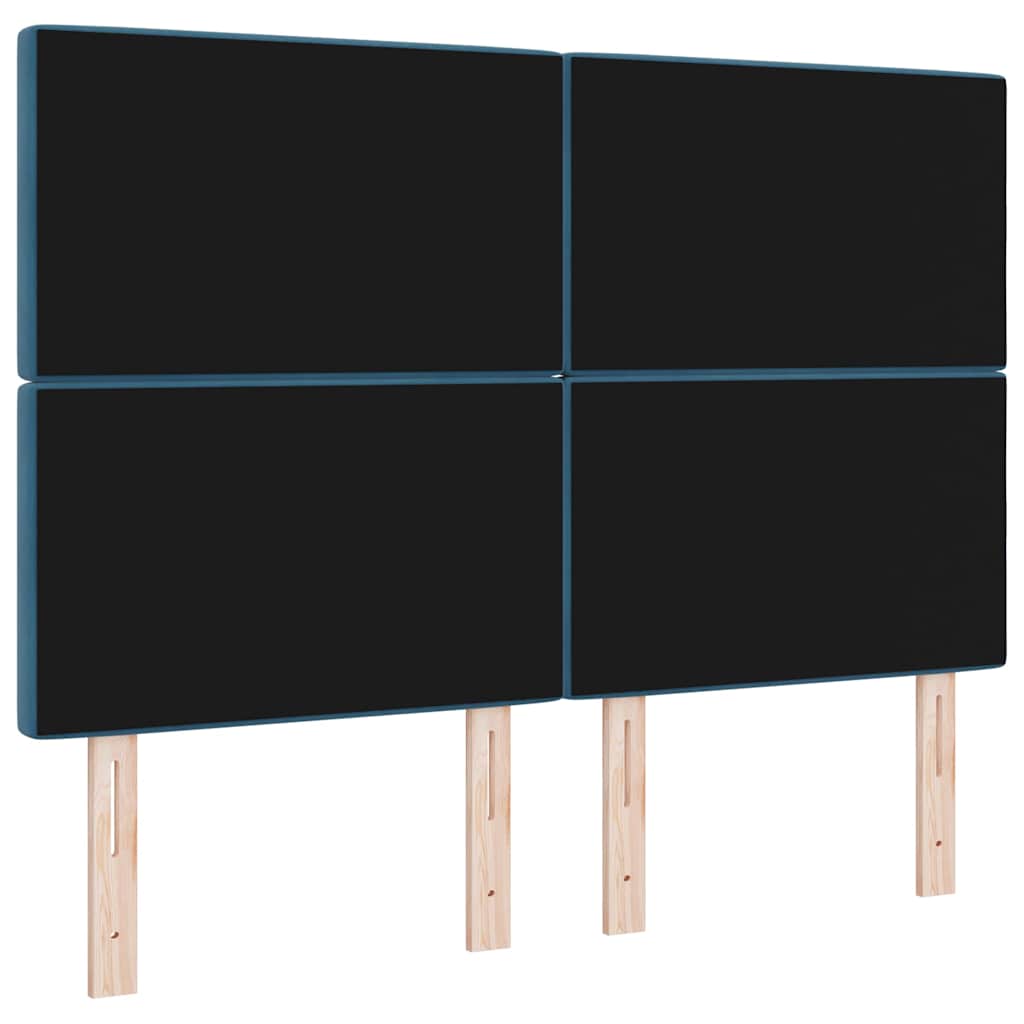 Fløjl Sengegavl Argyle med hovedgærde Mørk blå 144 cm Fløjl