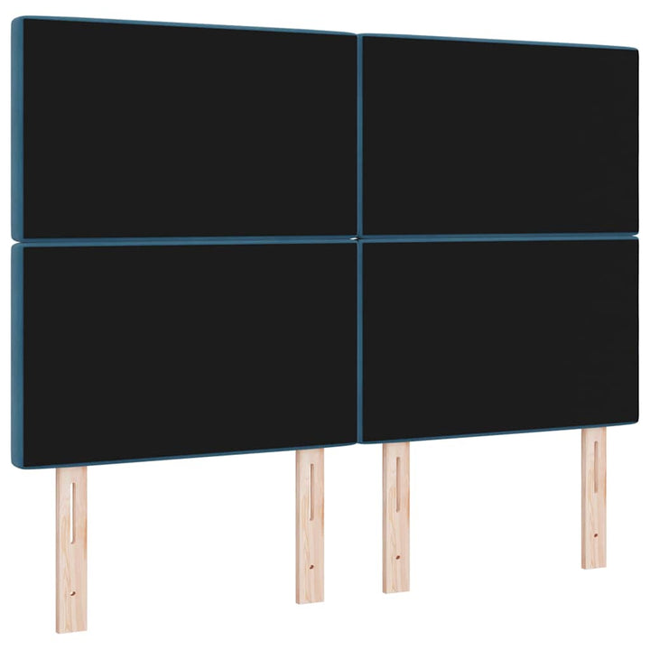 Fløjl Sengegavl Argyle med hovedgærde Mørk blå 144 cm Fløjl