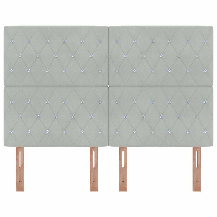 Fløjl Sengegavl Argyle med hovedgærde Lysegrå 160 cm Fløjl