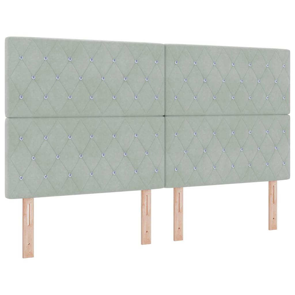Fløjl Sengegavl Argyle med hovedgærde Lysegrå 180 cm Fløjl