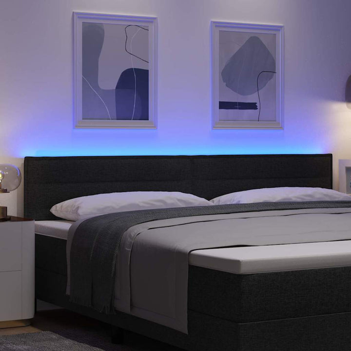 LED sengegavl med LED -strimmellys Vægmonteret Sort 200 cm Stof