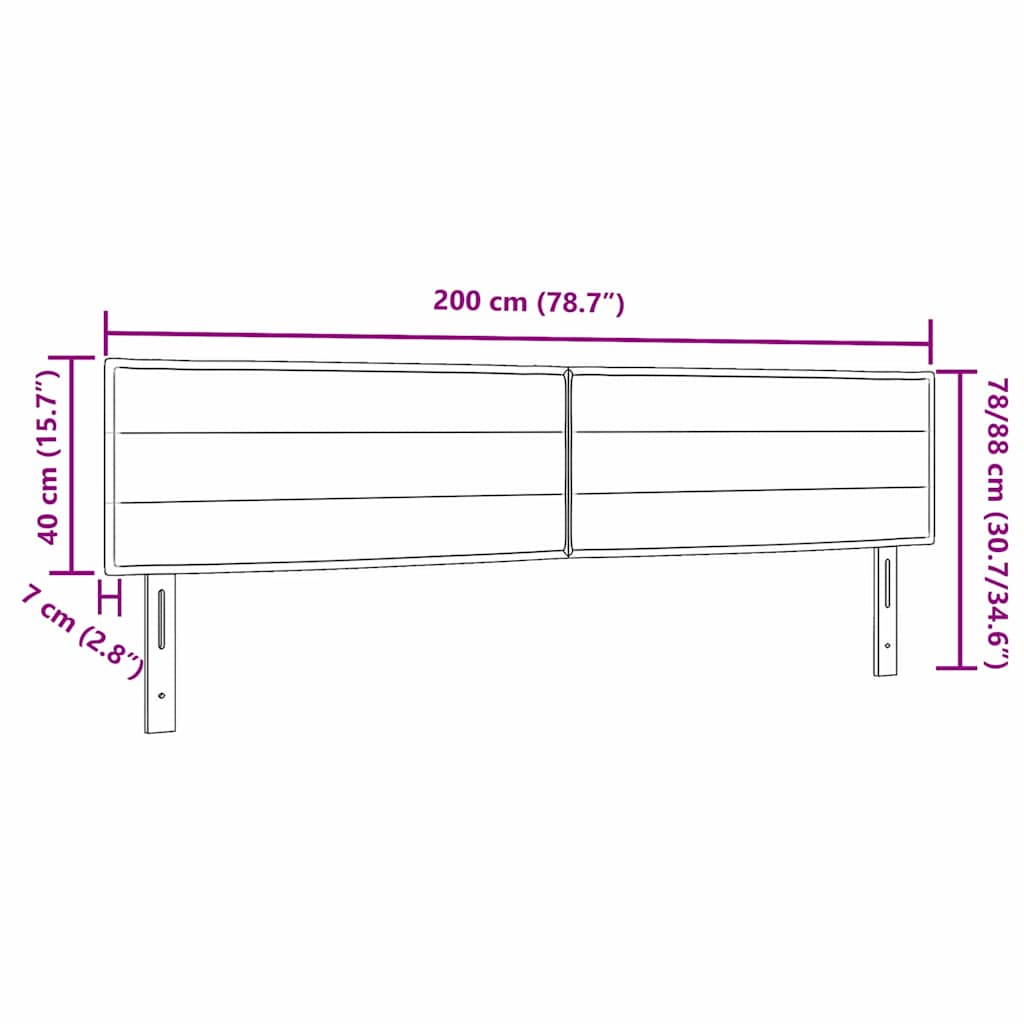 LED sengegavl med LED -strimmellys Vægmonteret Sort 200 cm Stof