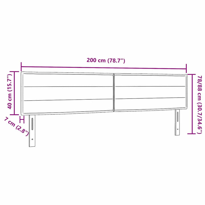 LED sengegavl med LED -strimmellys Vægmonteret Sort 200 cm Stof