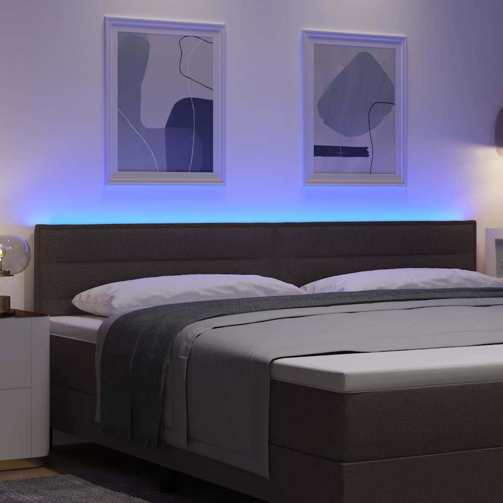 LED sengegavl med LED -strimmellys Mørkebrun 200 cm Stof