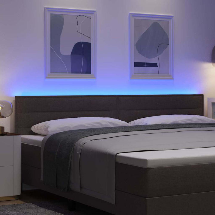 LED sengegavl med LED -strimmellys Mørkebrun 200 cm Stof
