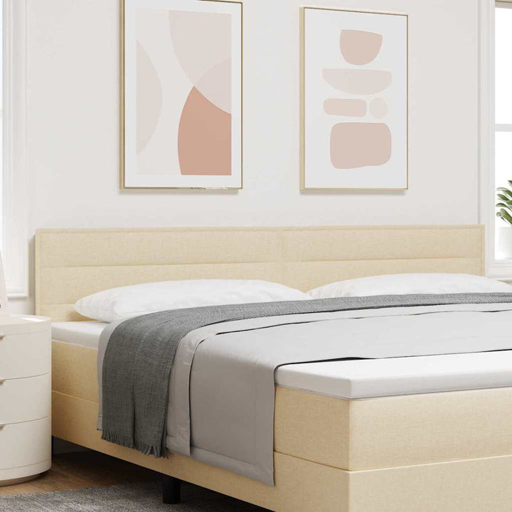 LED sengegavl med LED -strimmellys Creme 200 cm Stof