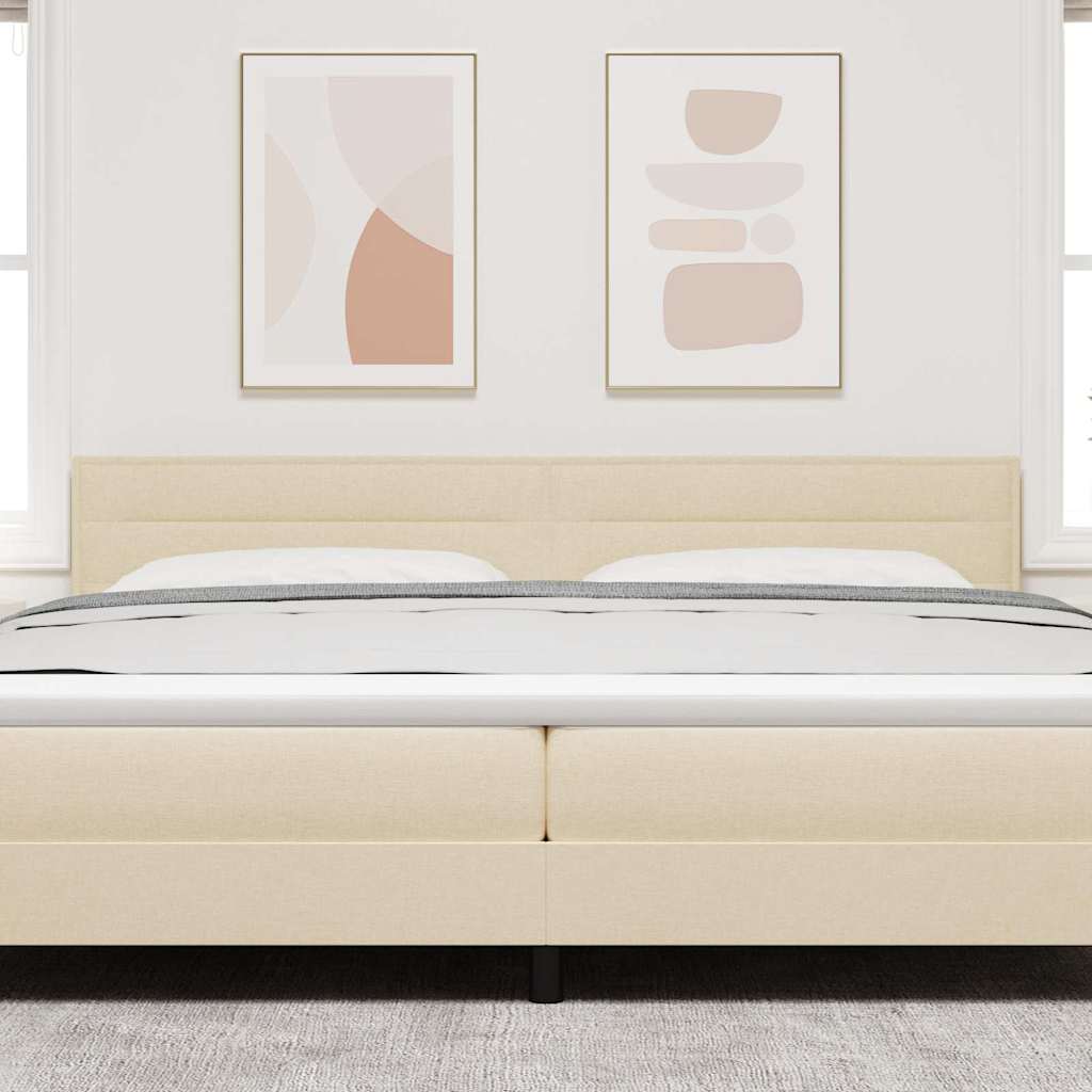 LED sengegavl med LED -strimmellys Creme 200 cm Stof