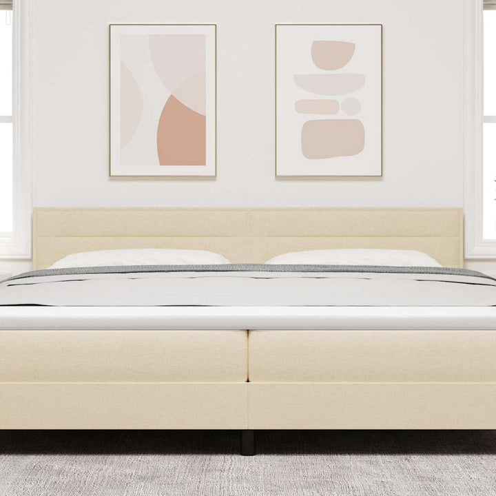 LED sengegavl med LED -strimmellys Creme 200 cm Stof
