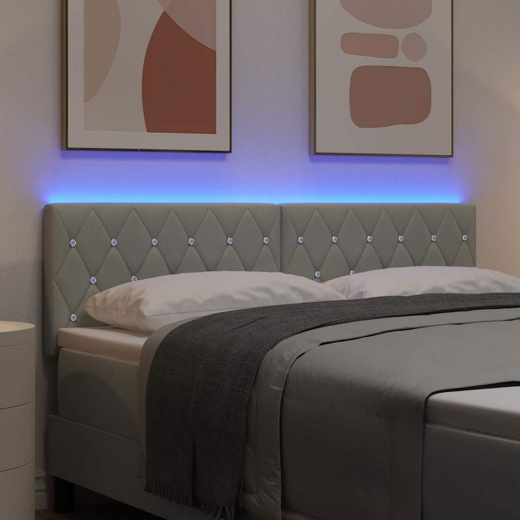 LED Sengegavl med LED -strimmellys Argyle Lysegrå 144 cm Fløjl