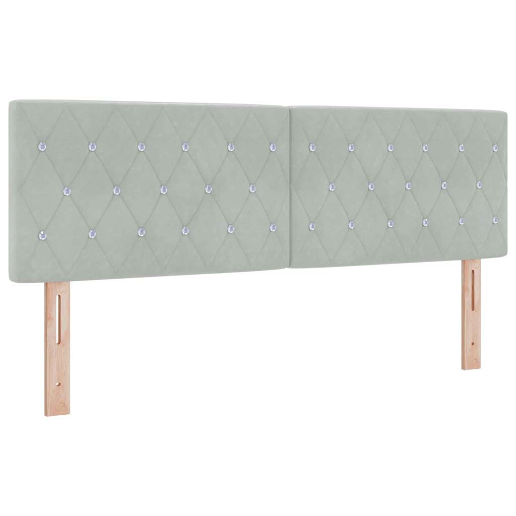 LED Sengegavl med LED -strimmellys Argyle Lysegrå 144 cm Fløjl