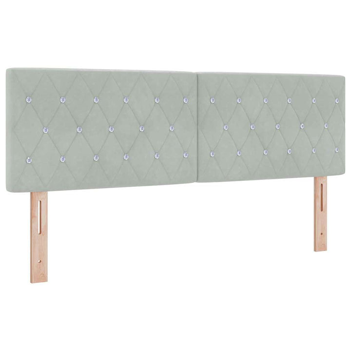 LED Sengegavl med LED -strimmellys Argyle Lysegrå 144 cm Fløjl
