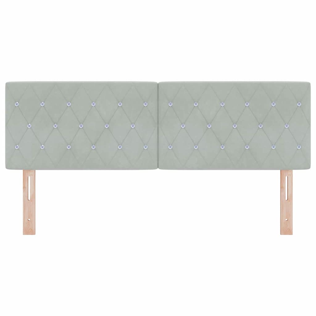 LED Sengegavl med LED -strimmellys Argyle Lysegrå 144 cm Fløjl