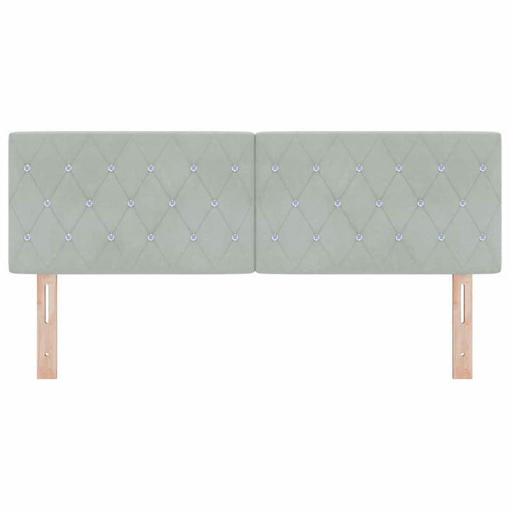 LED Sengegavl med LED -strimmellys Argyle Lysegrå 144 cm Fløjl