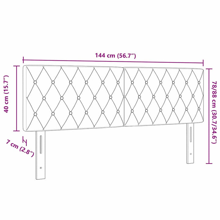 LED Sengegavl med LED -strimmellys Argyle Lysegrå 144 cm Fløjl