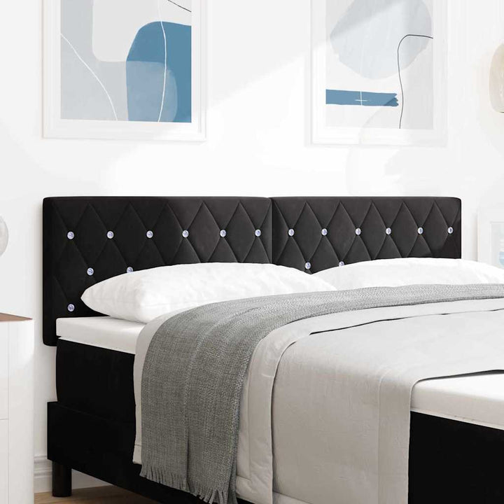 LED Sengegavl med LED -strimmellys Argyle Sort 144 cm Fløjl