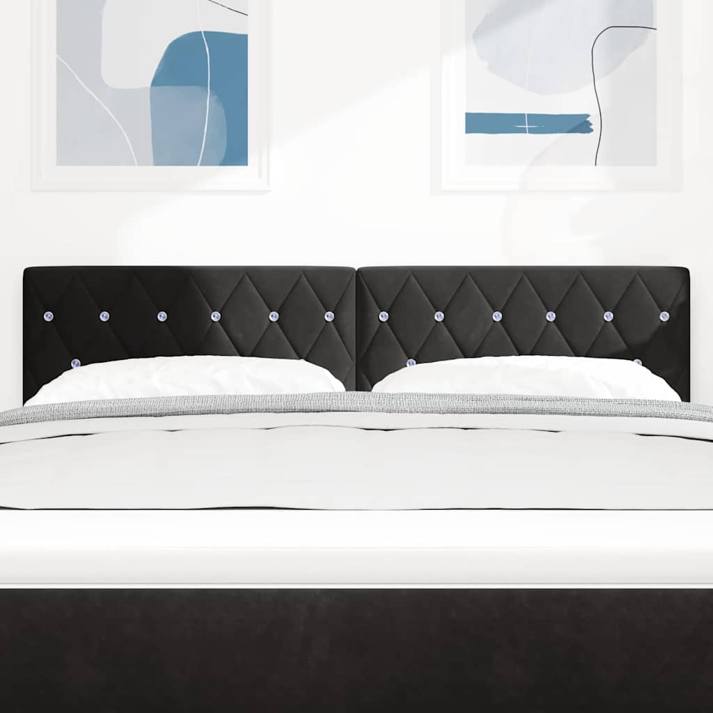 LED Sengegavl med LED -strimmellys Argyle Sort 144 cm Fløjl