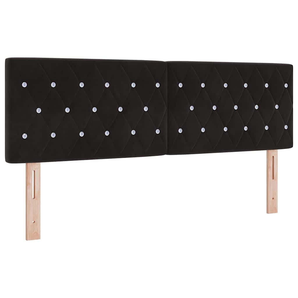 LED Sengegavl med LED -strimmellys Argyle Sort 144 cm Fløjl