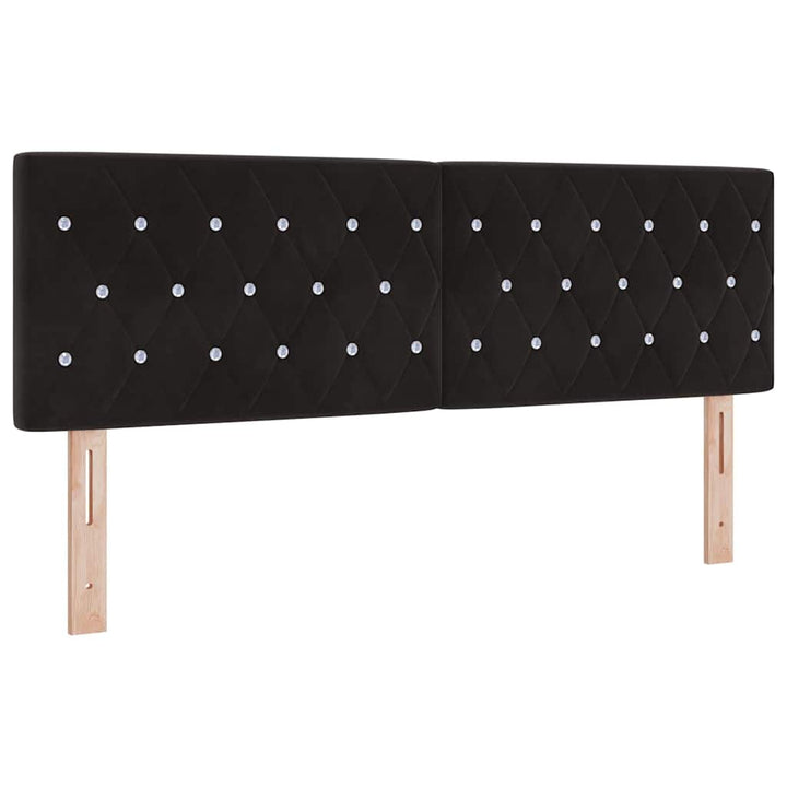 LED Sengegavl med LED -strimmellys Argyle Sort 144 cm Fløjl