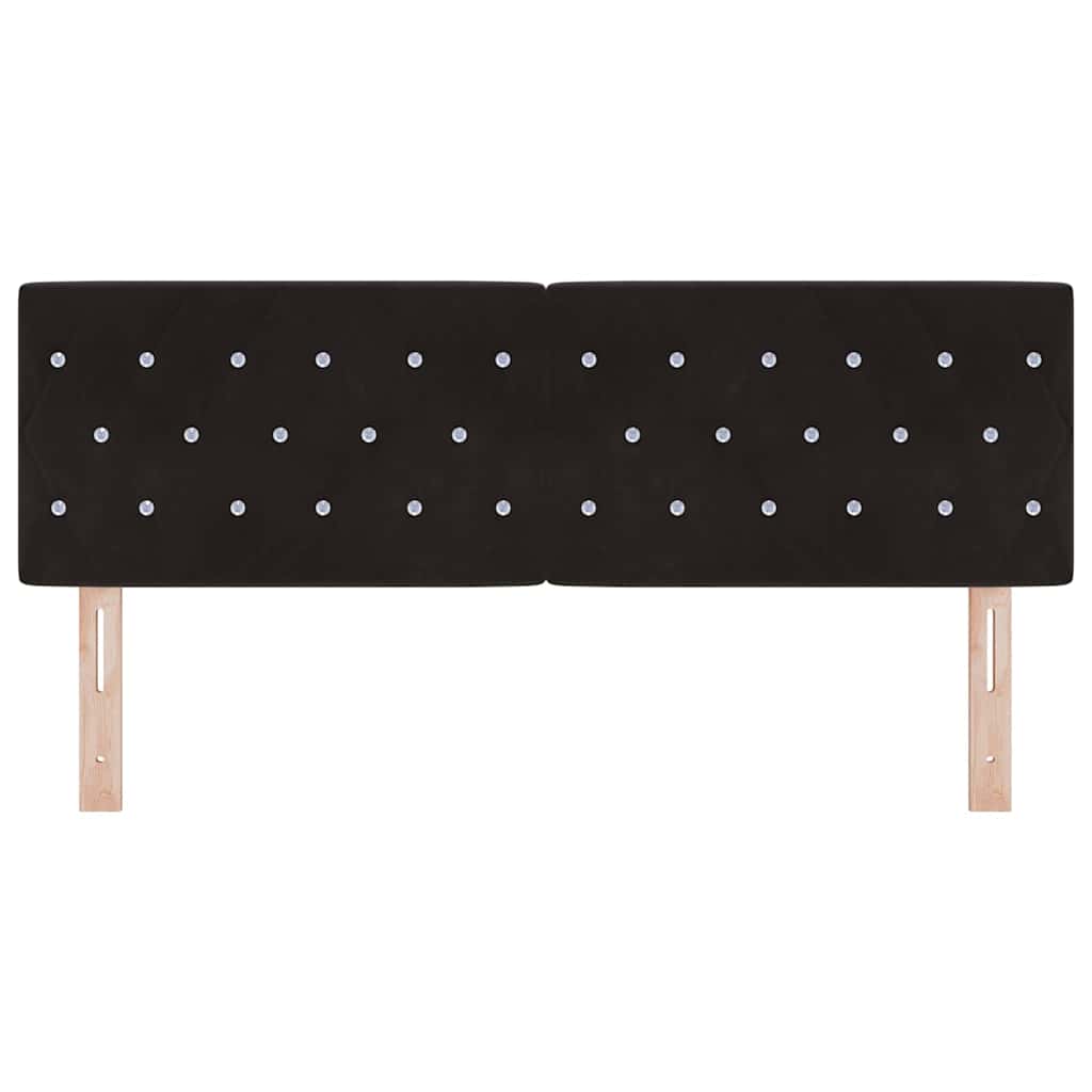 LED Sengegavl med LED -strimmellys Argyle Sort 144 cm Fløjl