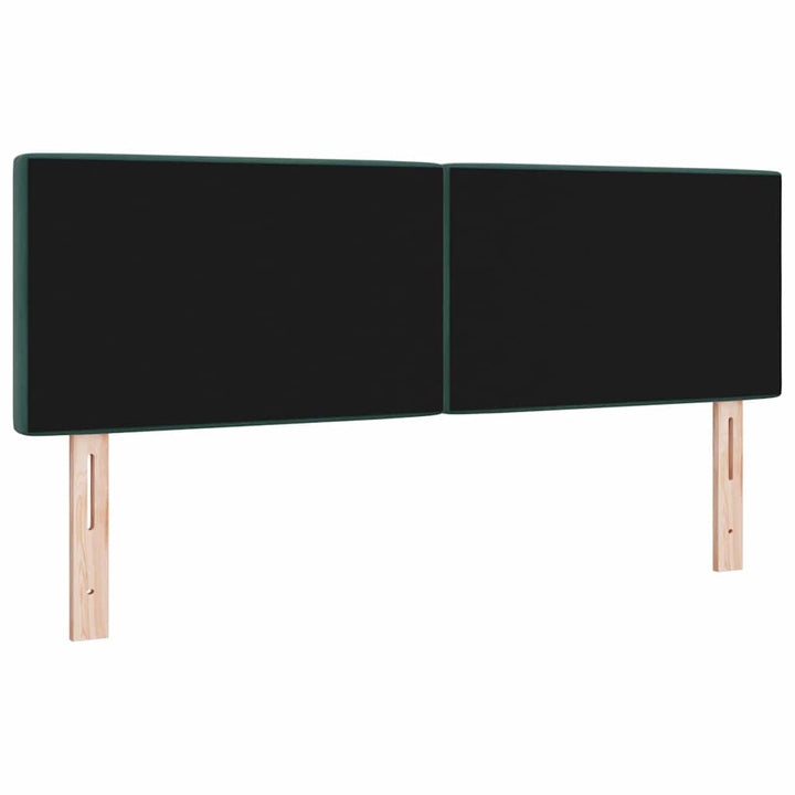 LED Sengegavl med LED -strimmellys Mørkegrøn 144 cm Fløjl