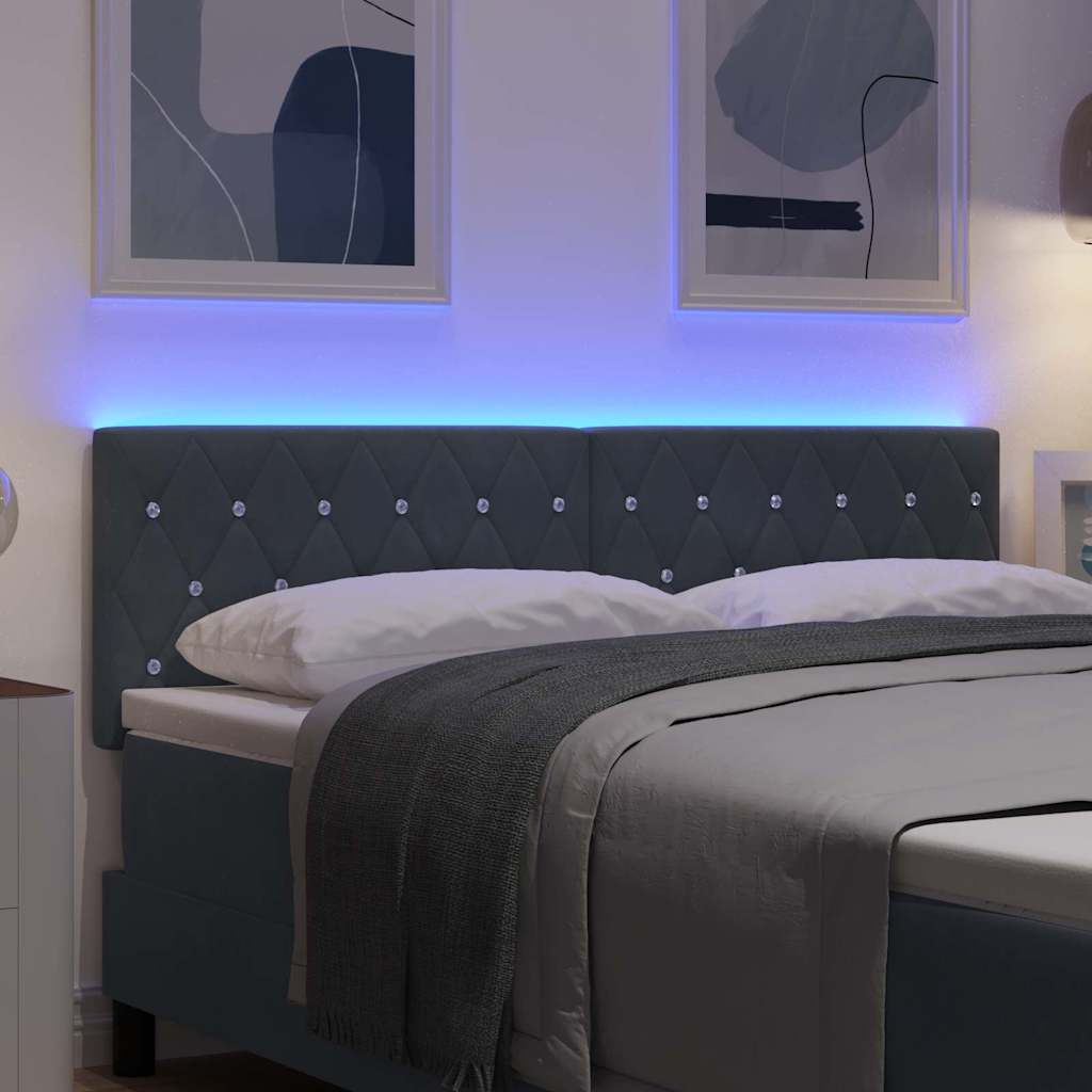 LED Sengegavl med LED -strimmellys Argyle Mørkegrå 80 cm Fløjl