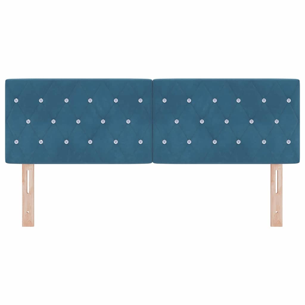 LED Sengegavl med LED -strimmellys Argyle Mørkeblå 80 cm Fløjl