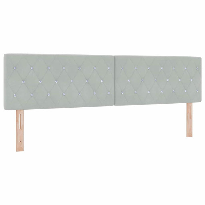 LED Sengegavl med LED -strimmellys Argyle Lysegrå 90 cm Fløjl