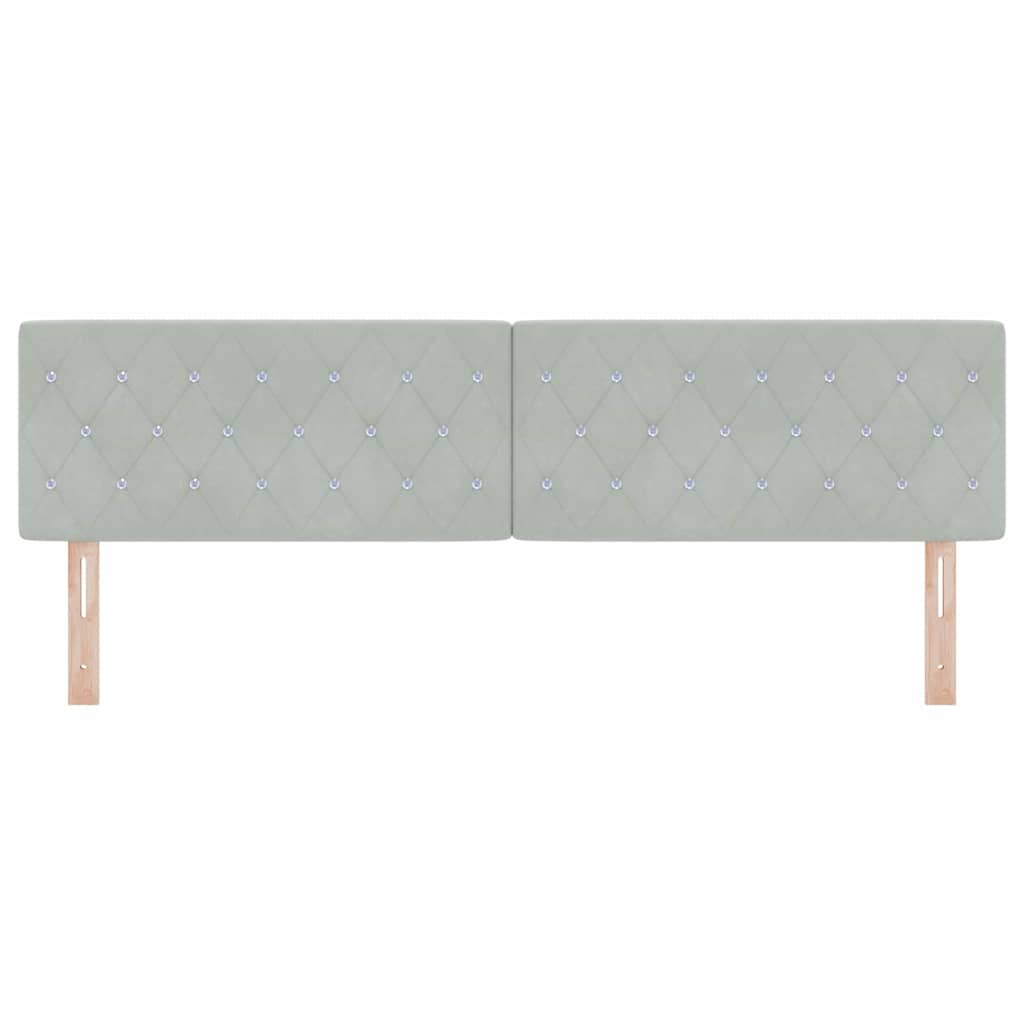LED Sengegavl med LED -strimmellys Argyle Lysegrå 90 cm Fløjl