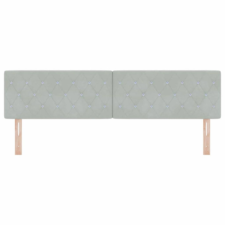 LED Sengegavl med LED -strimmellys Argyle Lysegrå 90 cm Fløjl