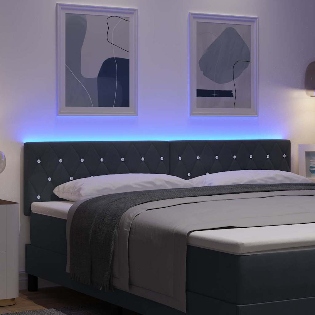 LED Sengegavl med LED -strimmellys Argyle Mørkegrå 90 cm Fløjl