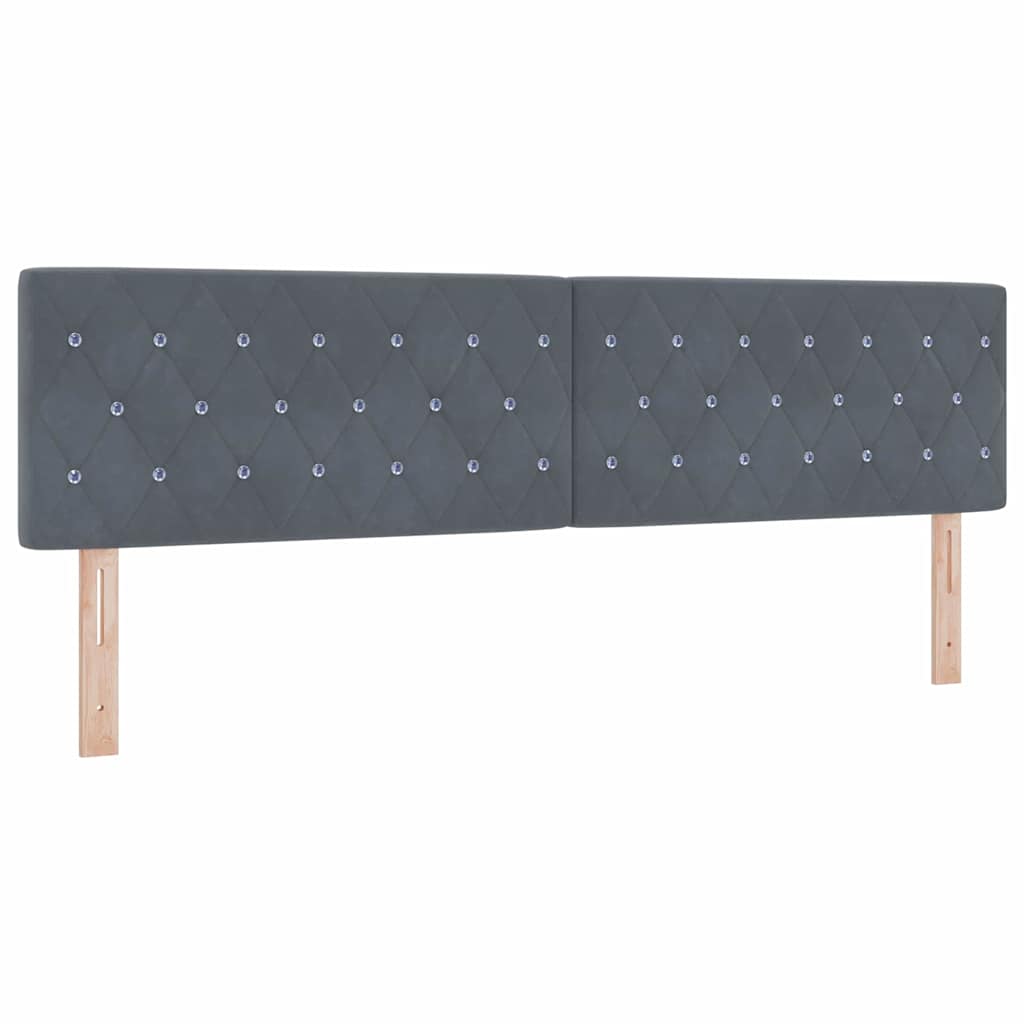 LED Sengegavl med LED -strimmellys Argyle Mørkegrå 90 cm Fløjl
