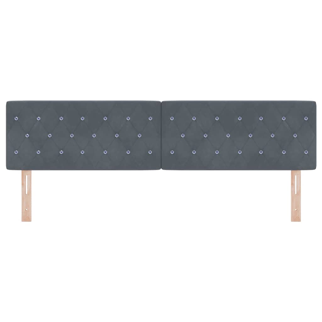 LED Sengegavl med LED -strimmellys Argyle Mørkegrå 90 cm Fløjl