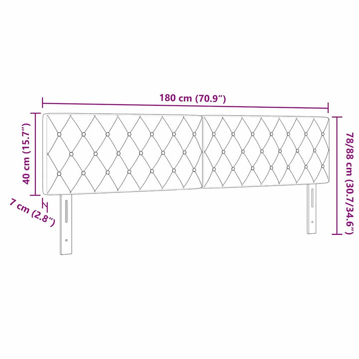 LED Sengegavl med LED -strimmellys Argyle Mørkegrå 90 cm Fløjl