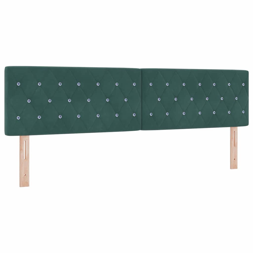 LED Sengegavl med LED -strimmellys Argyle Mørkegrøn 90 cm Fløjl